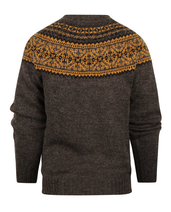 Harley of Scotland Ronde Hals Fairisle Pullover | Grijs