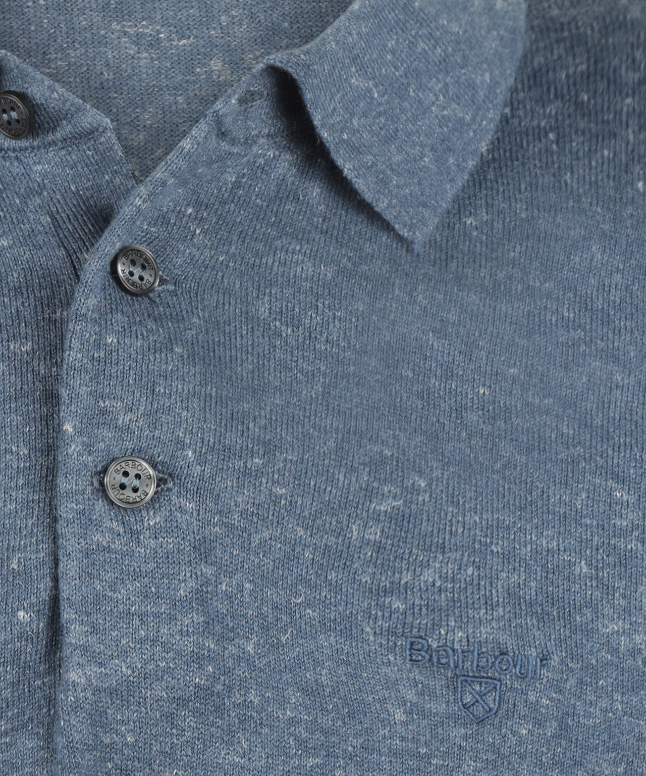 Barbour Muston Linen Blend Polo | Denim Blue