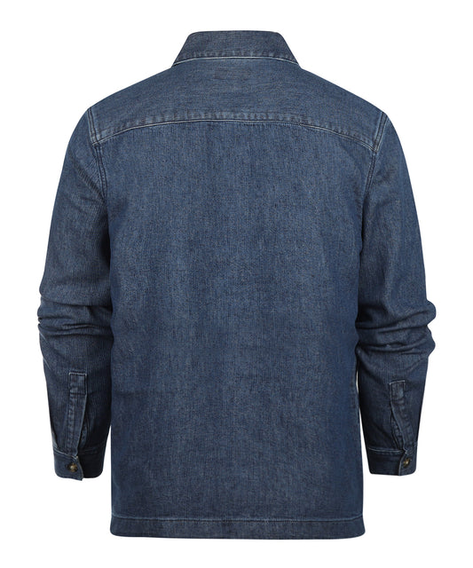 AickmenTextured Denim Overshirt | Indigo