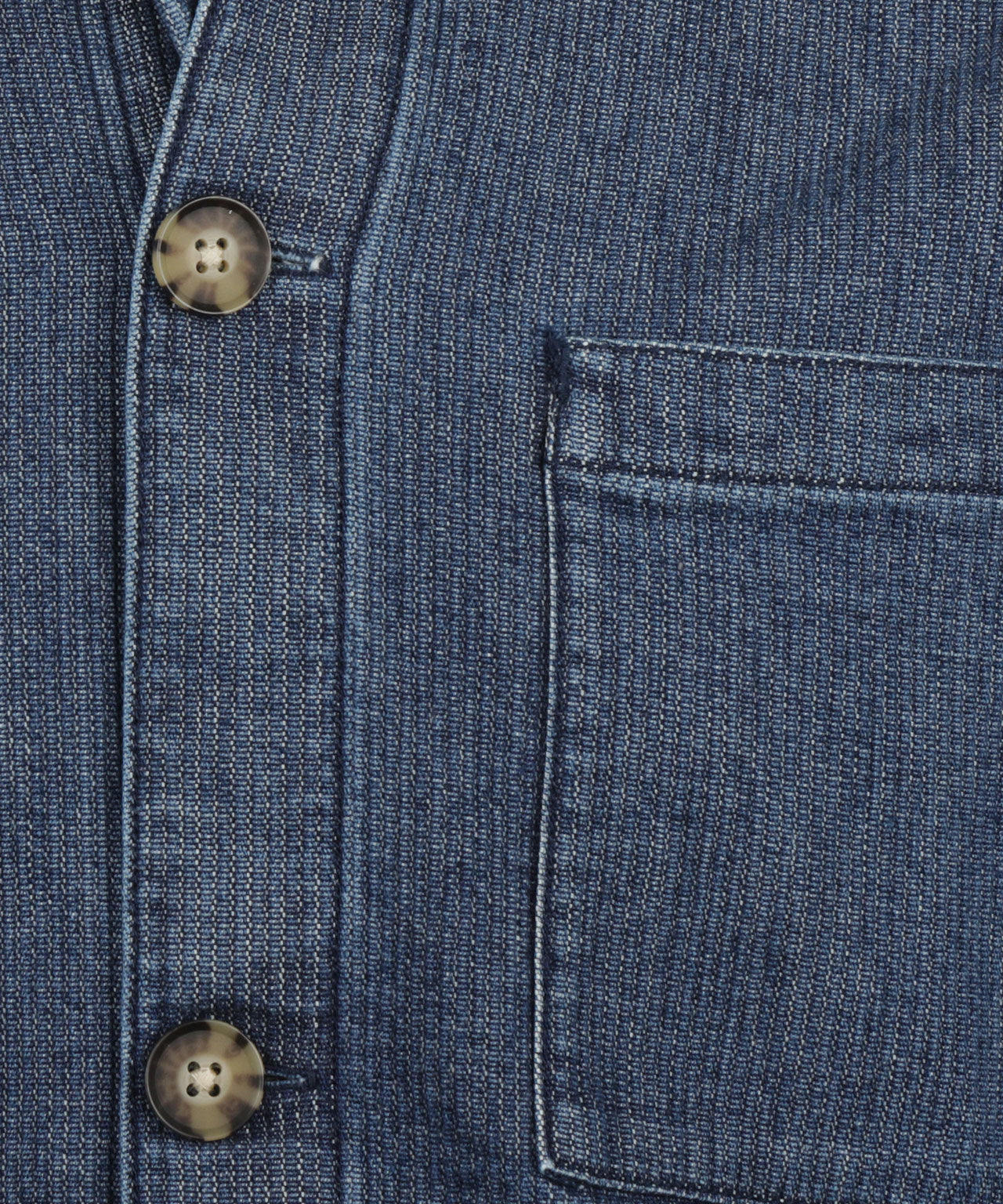 AickmenTextured Denim Overshirt | Indigo