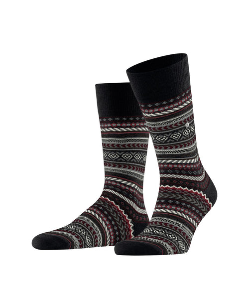 Burlington Fair Isle Sok | Zwart