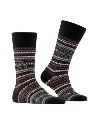 Burlington Fair Isle Sok | Zwart