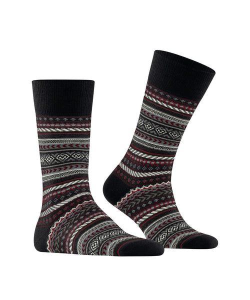 Burlington Fair Isle Sok | Zwart