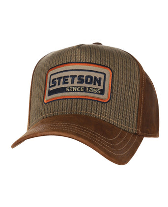 Stetson Trucker Cap, Baumwoll-Leinen-Streifen | Braun