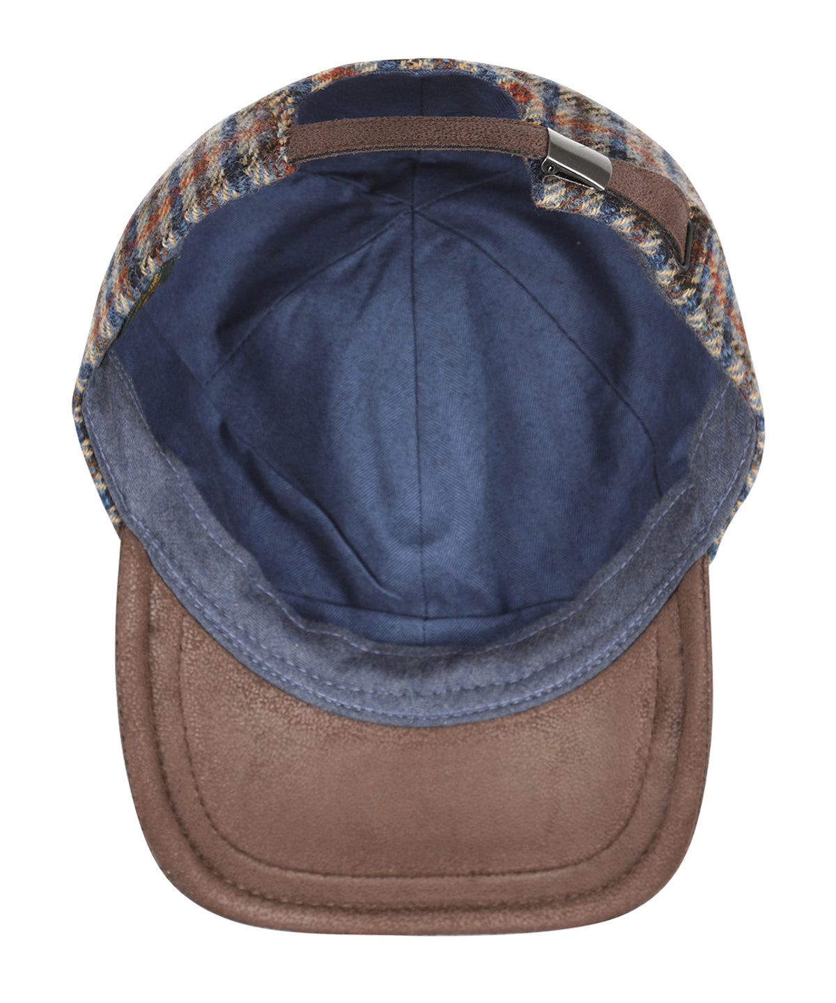 Baseballcap 100% Wolle | Dunkelbraun Kariert Melange