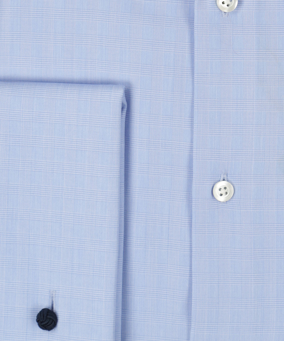 Hemd mit Umschlagmanschette | Blaues Hahnentrittmuster