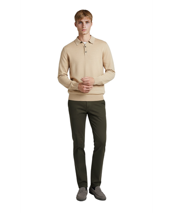 Pullover polo merino wol | Beige