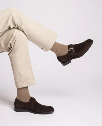 Loake 357 Monk Strap Shoe Suede | Bruin