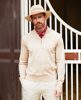 Pullover Merinowol ritskraag | Beige