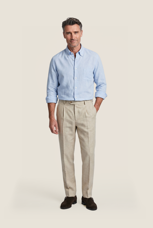 Shirt linen long sleeves | Blue
