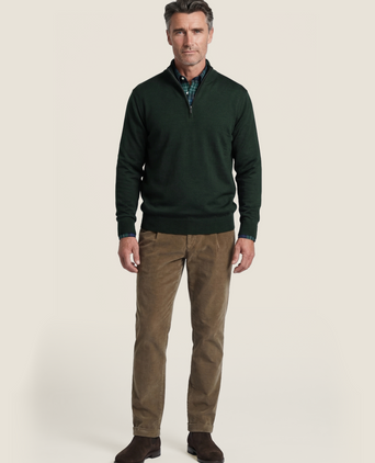 Merinowollpullover mit Reißverschlusskragen | Grün