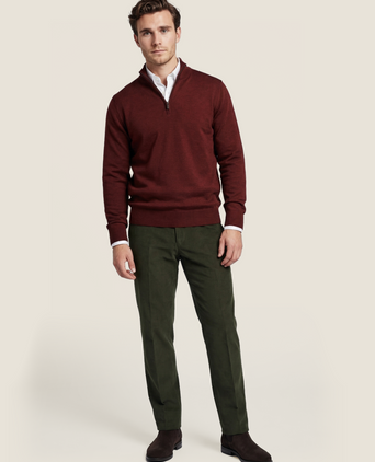 Merinowollpullover mit Reißverschlusskragen | Bordeaux