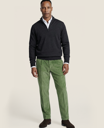 Merinowollpullover mit Reißverschlusskragen | Anthrazit