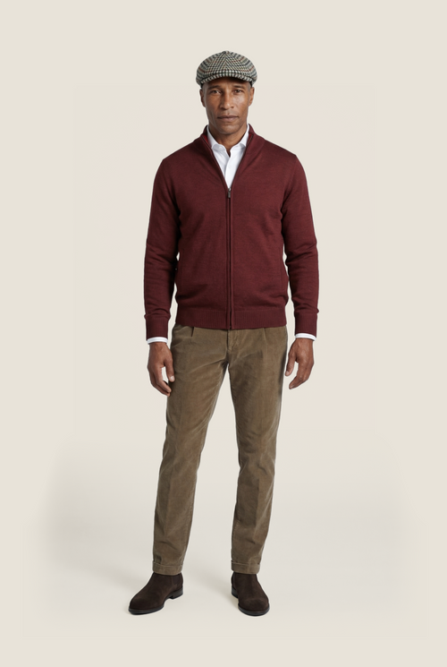 Merino-Reißverschlussweste | Rot