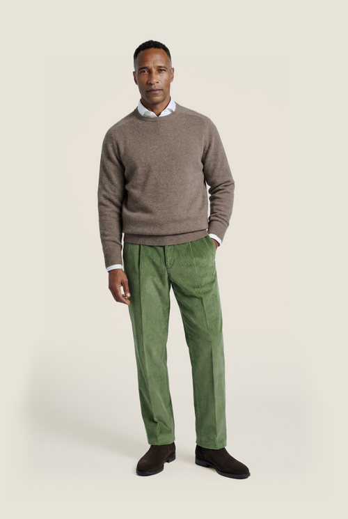 Rundhalspullover aus Lammwolle | Braun