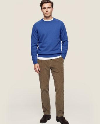 Rundhalspullover aus Lammwolle | Blau