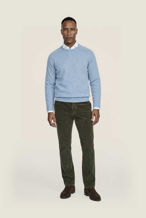 Rundhalspullover aus Lammwolle | Blau