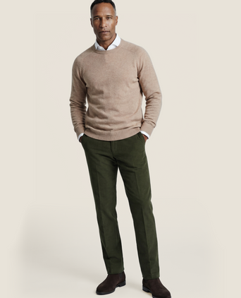 Rundhalspullover aus Lammwolle | Braun