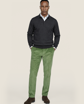 Polo-Pullover aus Merinowolle | Anthrazit