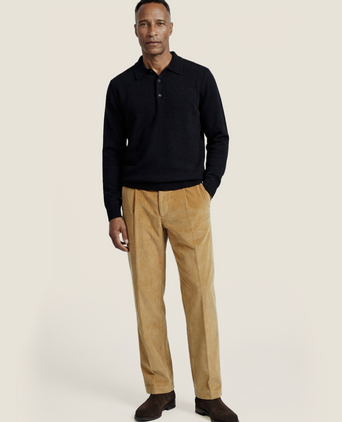 Polo-Pullover aus Merinowolle | Schwarz