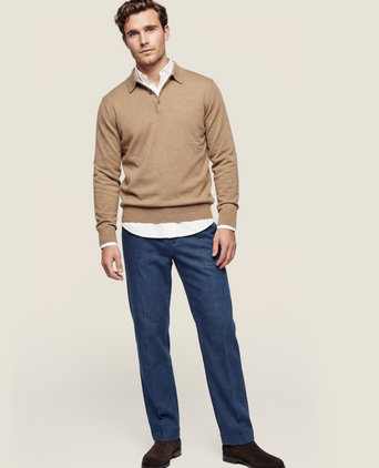 Polo-Pullover aus Merinowolle | Braun