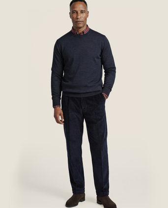 Merinowollpullover mit Rundhalsausschnitt | Blaugrau