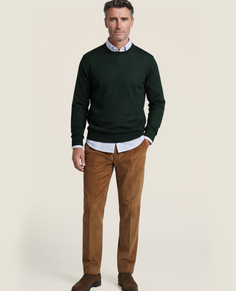 Merinowollpullover mit Rundhalsausschnitt | Grün