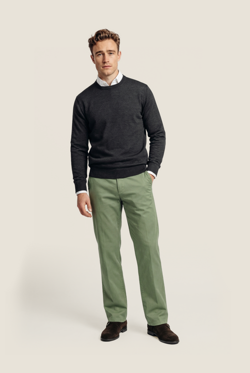 Merinowollpullover mit Rundhalsausschnitt | Anthrazit