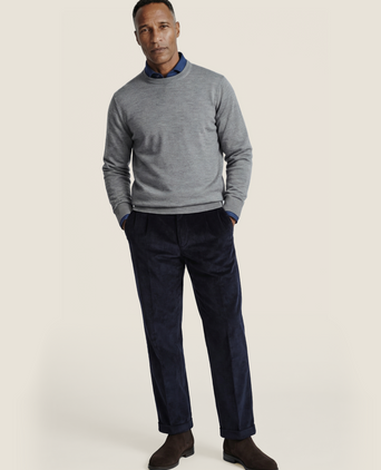 Merinowollpullover mit Rundhalsausschnitt | Grau