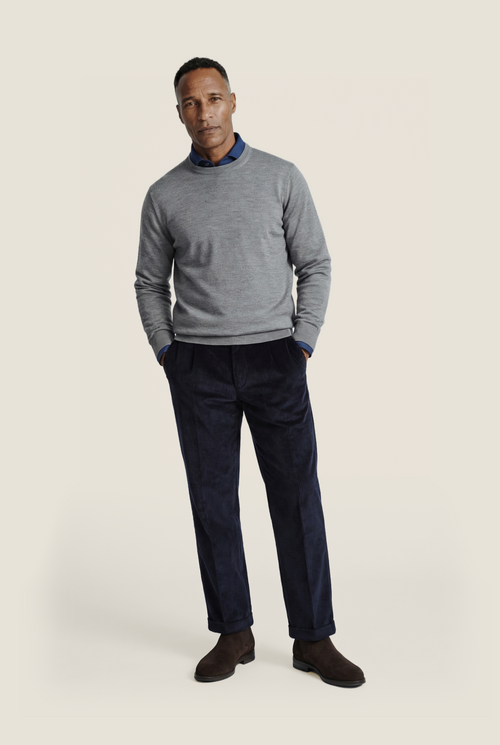 Merinowollpullover mit Rundhalsausschnitt | Grau