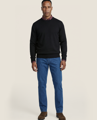 Merinowollpullover mit Rundhalsausschnitt | Schwarz