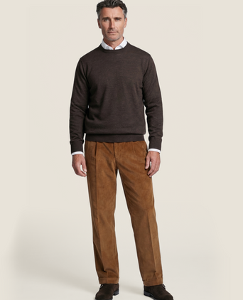 Merinowollpullover mit Rundhalsausschnitt | Dunkelbraun