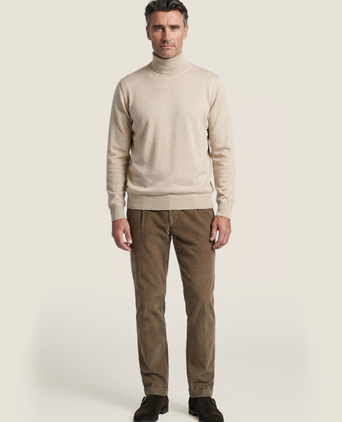 Rollkragenpullover aus Merinowolle | Beige