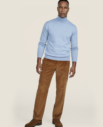 Rollkragenpullover aus Merinowolle | Hellblau