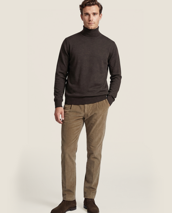 Rollkragenpullover aus Merinowolle | Dunkelbraun