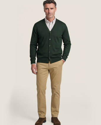 Cardigan mit Knöpfen, feine Merinowolle | Grün