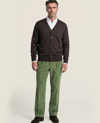 Cardigan mit Knöpfen, feine Merinowolle | Dunkelbraun