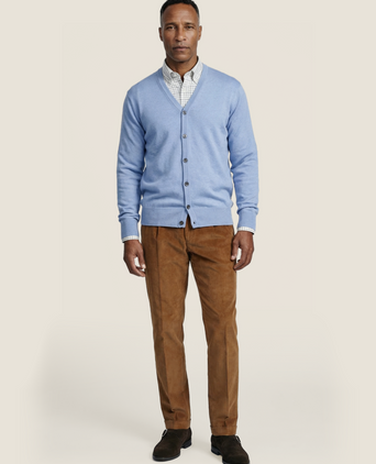 Cardigan mit Knöpfen, feine Merinowolle | Hellblau