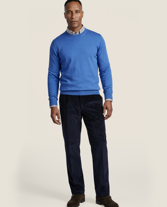 Merinowollpullover mit Rundhalsausschnitt | Blau