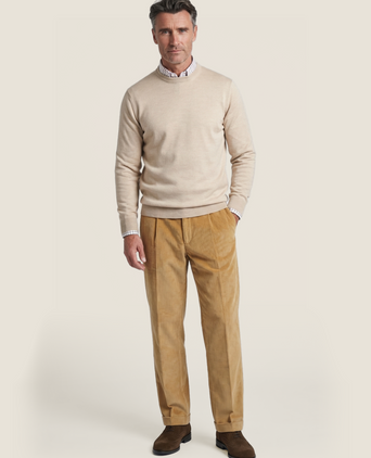 Merinowollpullover mit Rundhalsausschnitt | Beige