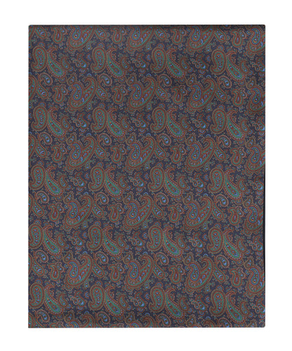 Zijden Wollen Sjaal | Navy Paisley Klein