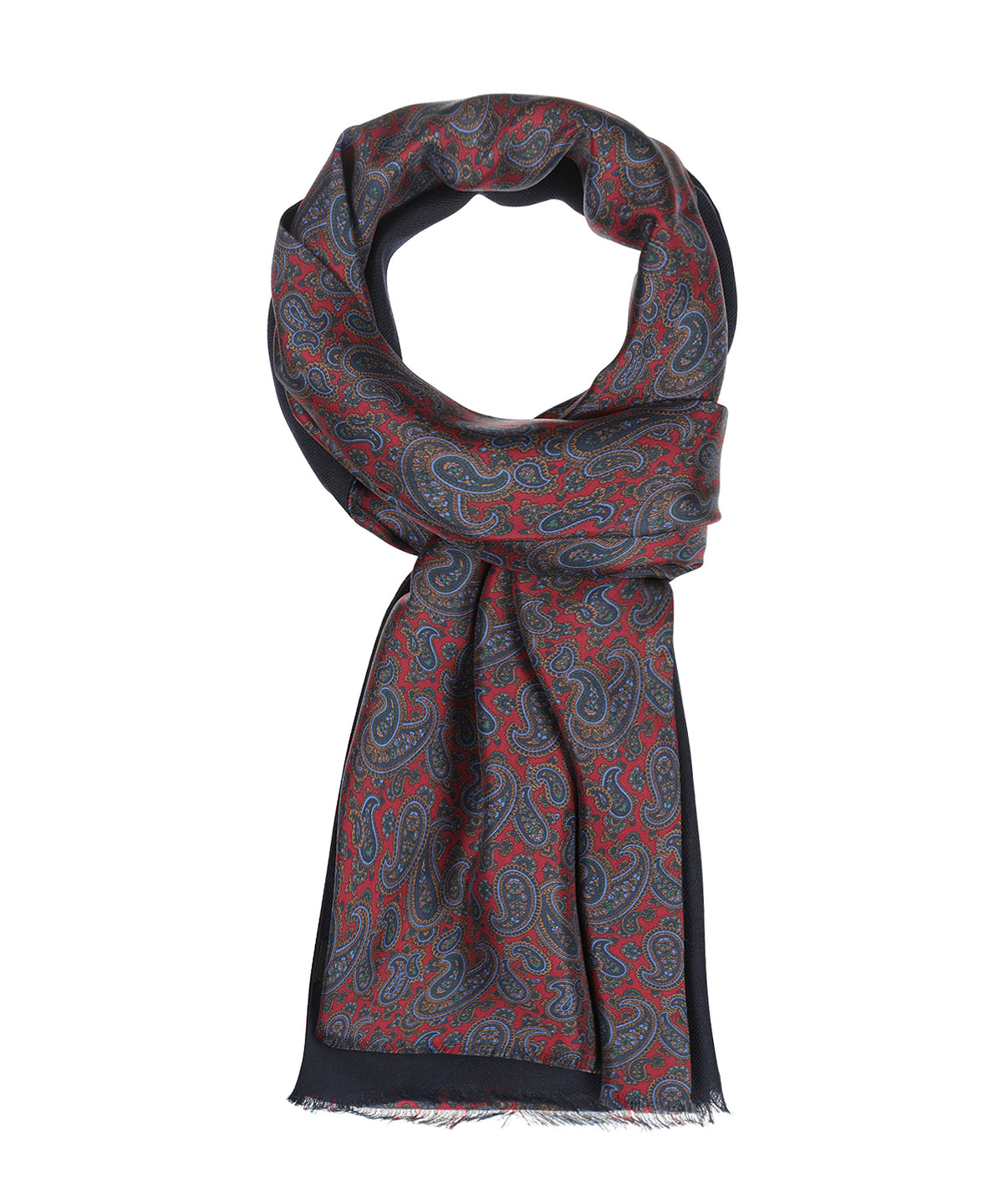 Zijden Wollen Sjaal | Rood Paisley Klein