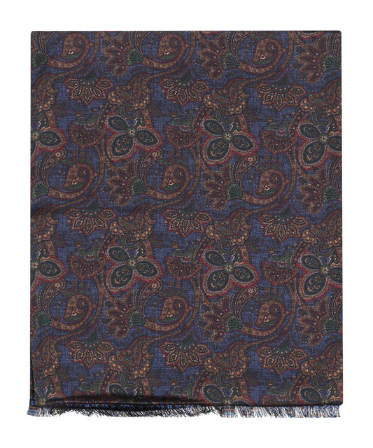Zijden Sjaal | Blauw Paisley