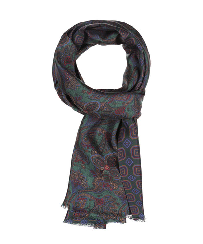 Zijden Sjaal | Groen Paisley