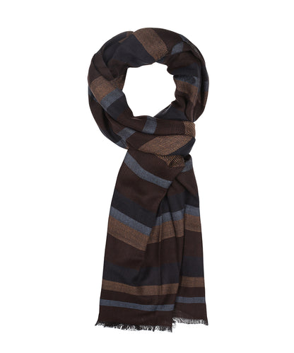 Katoen Viscose Sjaal | Bruin Blauw Multi