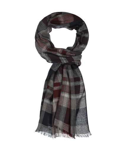 Katoen Viscose Sjaal | Rood Navy Multi