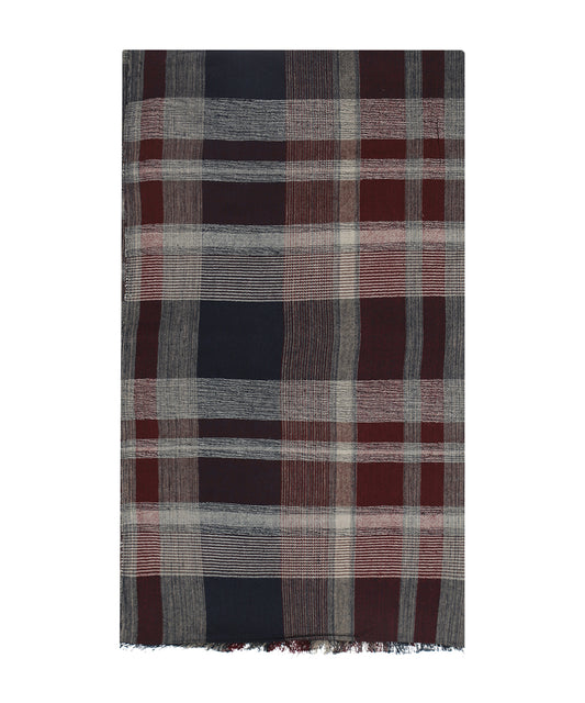 Katoen Viscose Sjaal | Rood Navy Multi