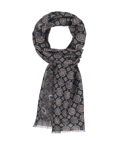 100% Wollen Sjaal | Navy Design