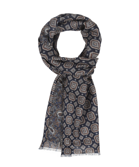 100% Wollen Sjaal | Navy Design