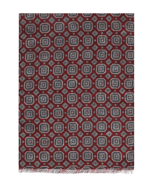 100% Wollen Sjaal | Bordeaux Navy Design